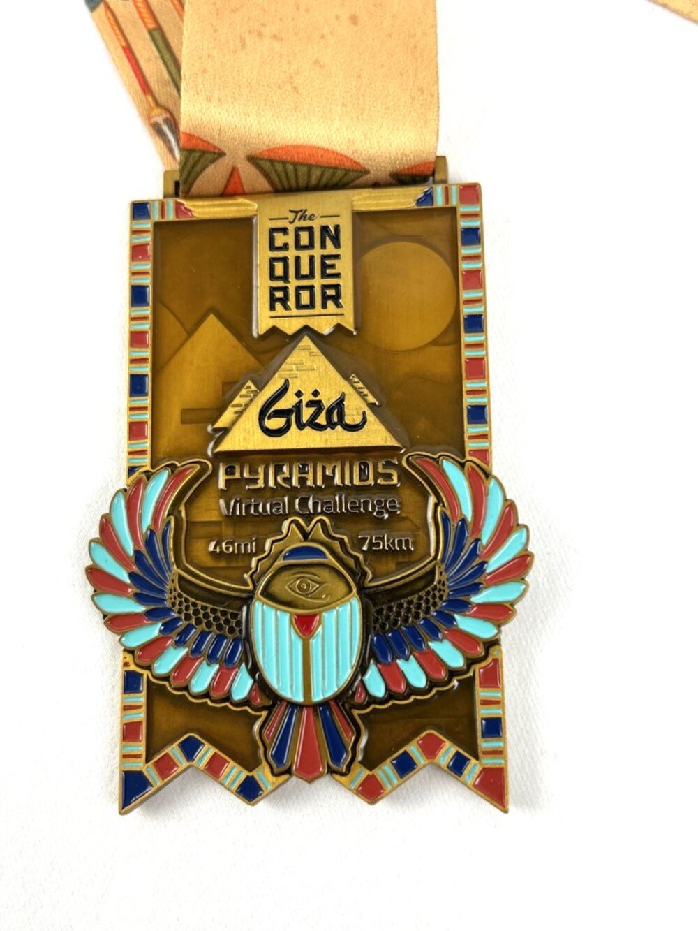 The Conqueror Virtual Challenge Medal Giza Pyramids Egypt 46 Miles 75 KM